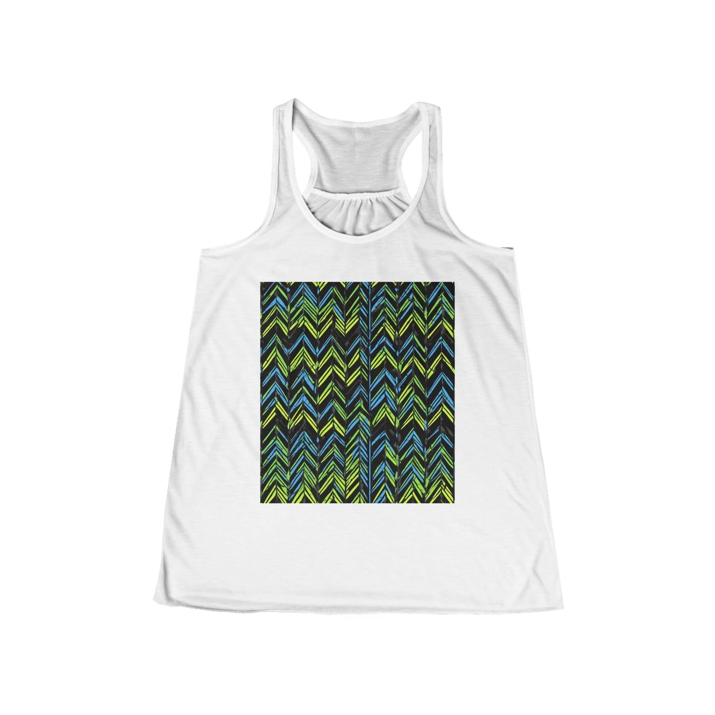 boostlete-mile-by-mile-pattern-chevron-monoline-0051 — Women's Flowy Racerback Tank (B+C 8800)