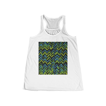 boostlete-mile-by-mile-pattern-chevron-monoline-0051 — Women's Flowy Racerback Tank (B+C 8800)