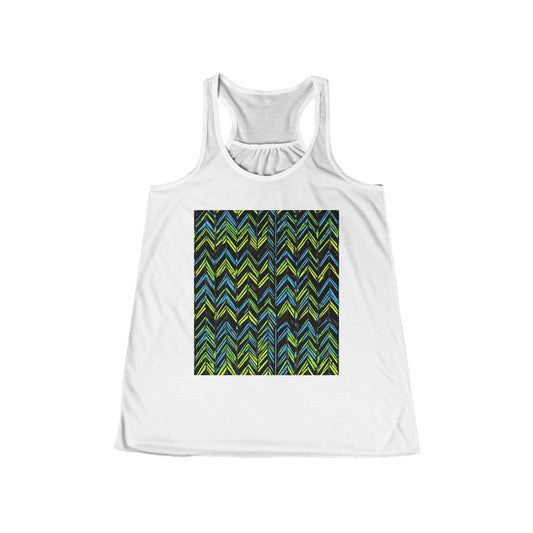 boostlete-mile-by-mile-pattern-chevron-monoline-0051 — Women's Flowy Racerback Tank (B+C 8800)