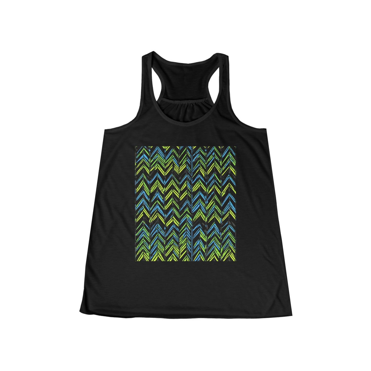 boostlete-mile-by-mile-pattern-chevron-monoline-0051 — Women's Flowy Racerback Tank (B+C 8800)