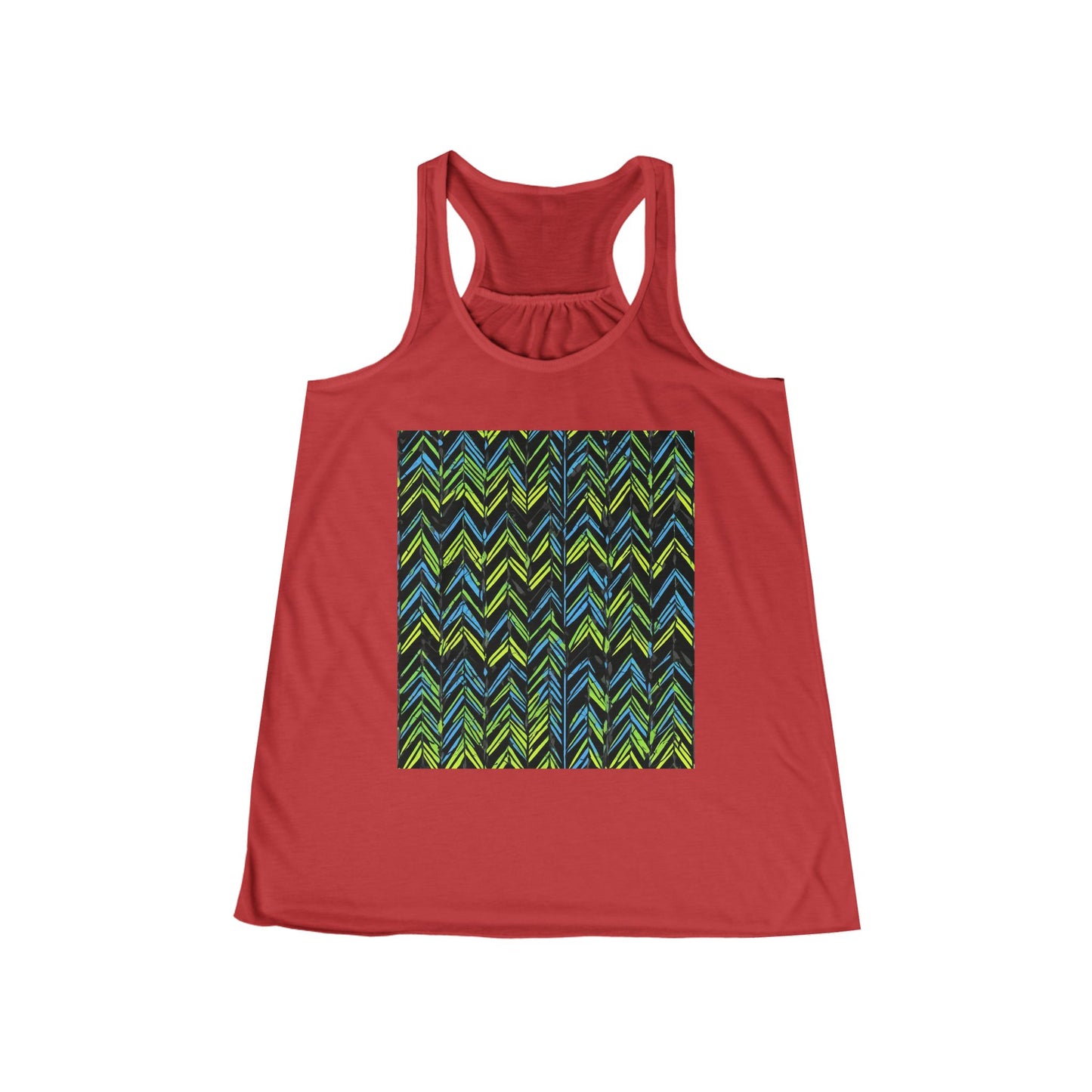boostlete-mile-by-mile-pattern-chevron-monoline-0051 — Women's Flowy Racerback Tank (B+C 8800)
