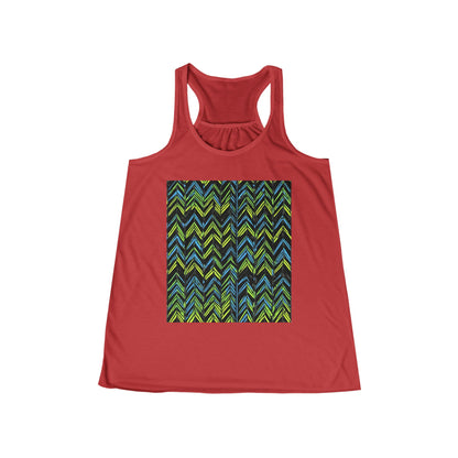 boostlete-mile-by-mile-pattern-chevron-monoline-0051 — Women's Flowy Racerback Tank (B+C 8800)