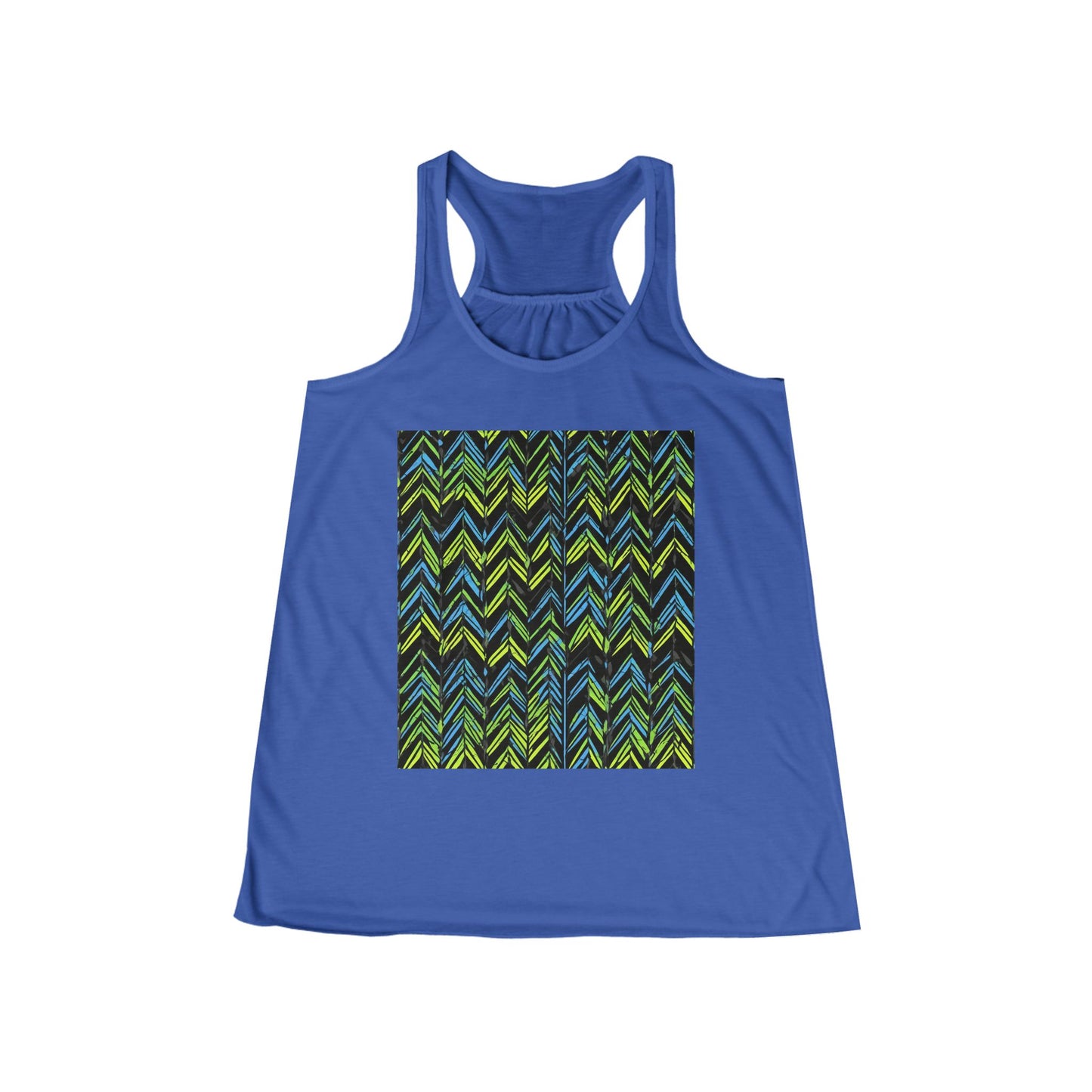 boostlete-mile-by-mile-pattern-chevron-monoline-0051 — Women's Flowy Racerback Tank (B+C 8800)