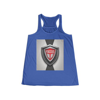 boostlete-mile-by-mile-icon-shield-soft-paper-0114 — Women's Flowy Racerback Tank (B+C 8800)