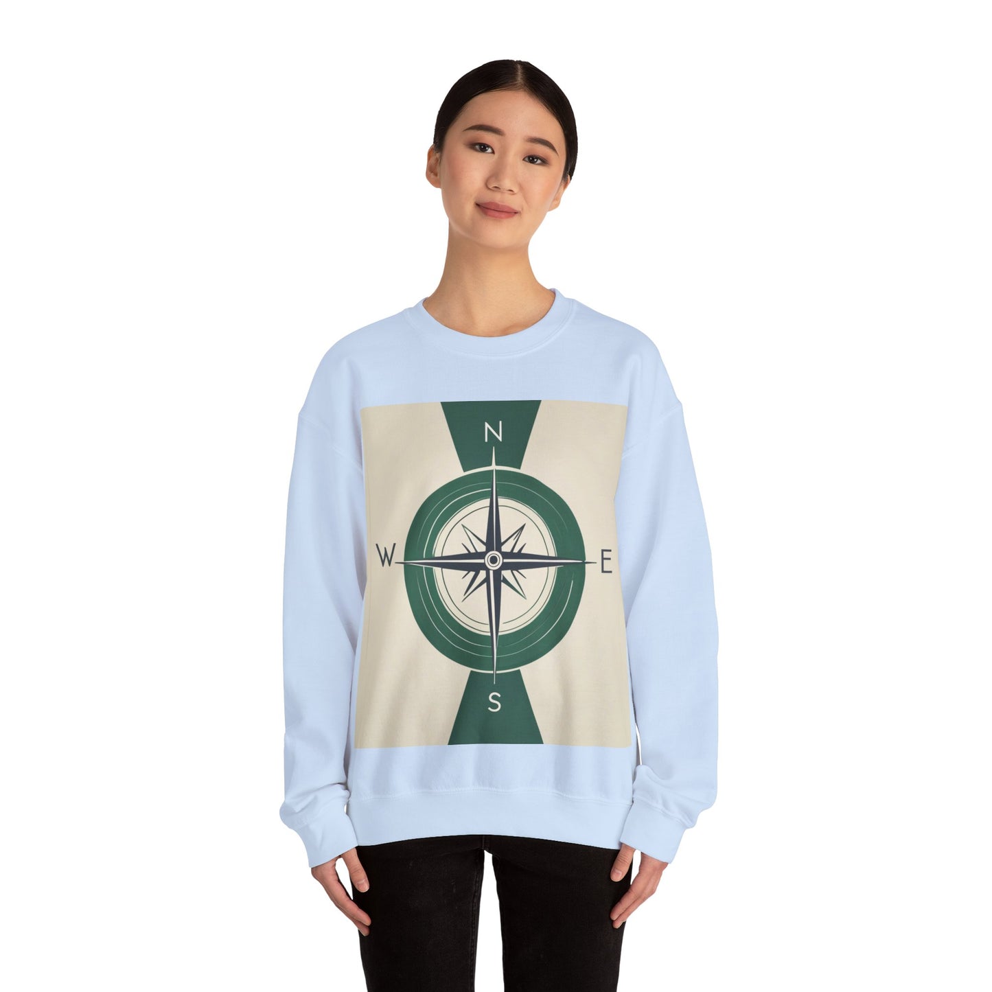boostlete-iron-intent-icon-compass-soft-blueprint-0614 — Unisex Heavy Blend Crewneck (G18000)