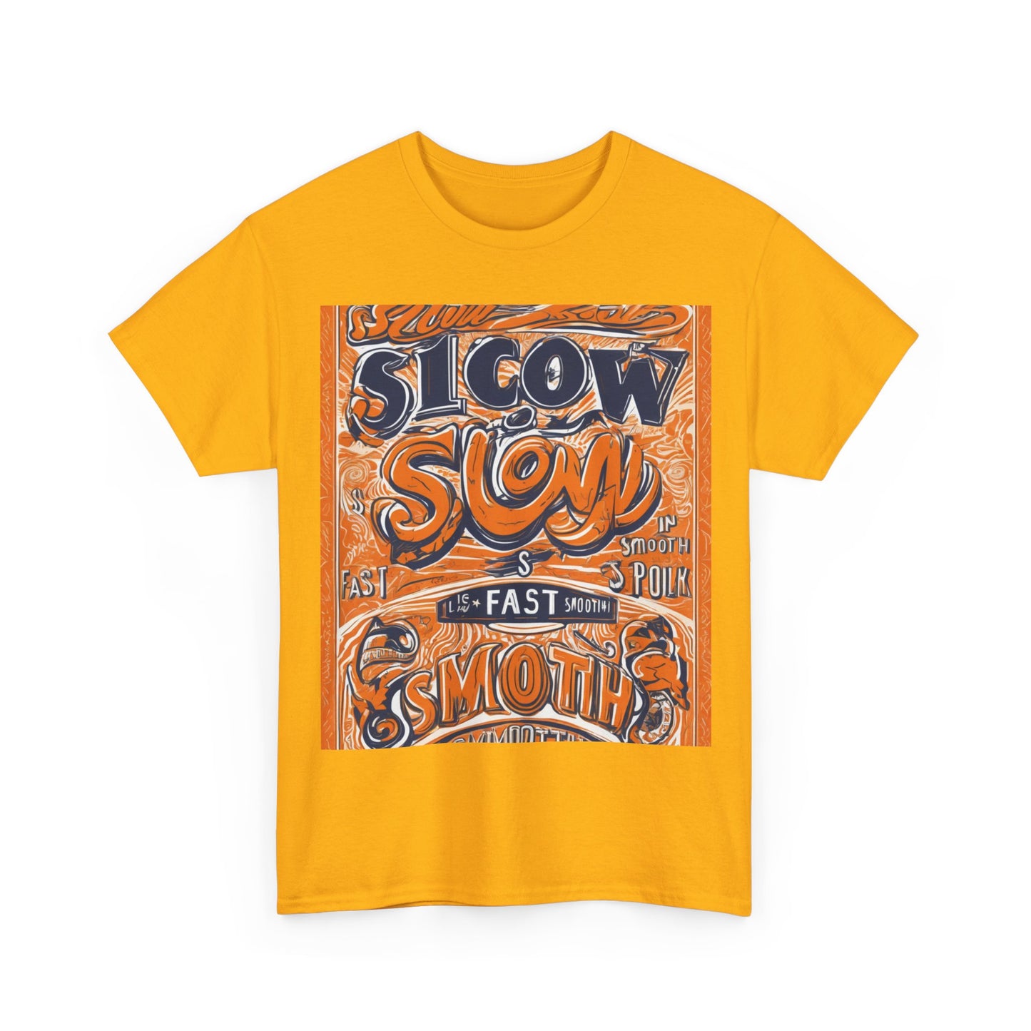 boostlete-rise-grind-type-slow-is-smooth-smooth-is-fast-outline-over-solid-engraved-0025 — Unisex Heavy Cotton Tee (Gildan 5000)