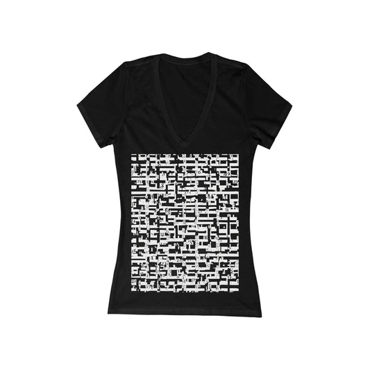 boostlete-iron-intent-pattern-plate-number-badge-0171 — Women's Deep V-Neck Tee (B+C 6035)