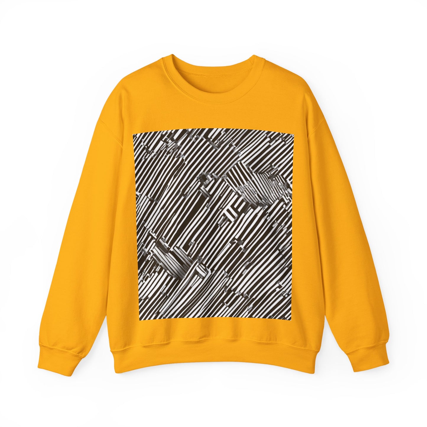 boostlete-mile-by-mile-pattern-barcode-monoline-0059 — Unisex Heavy Blend Crewneck Sweatshirt (Gildan)