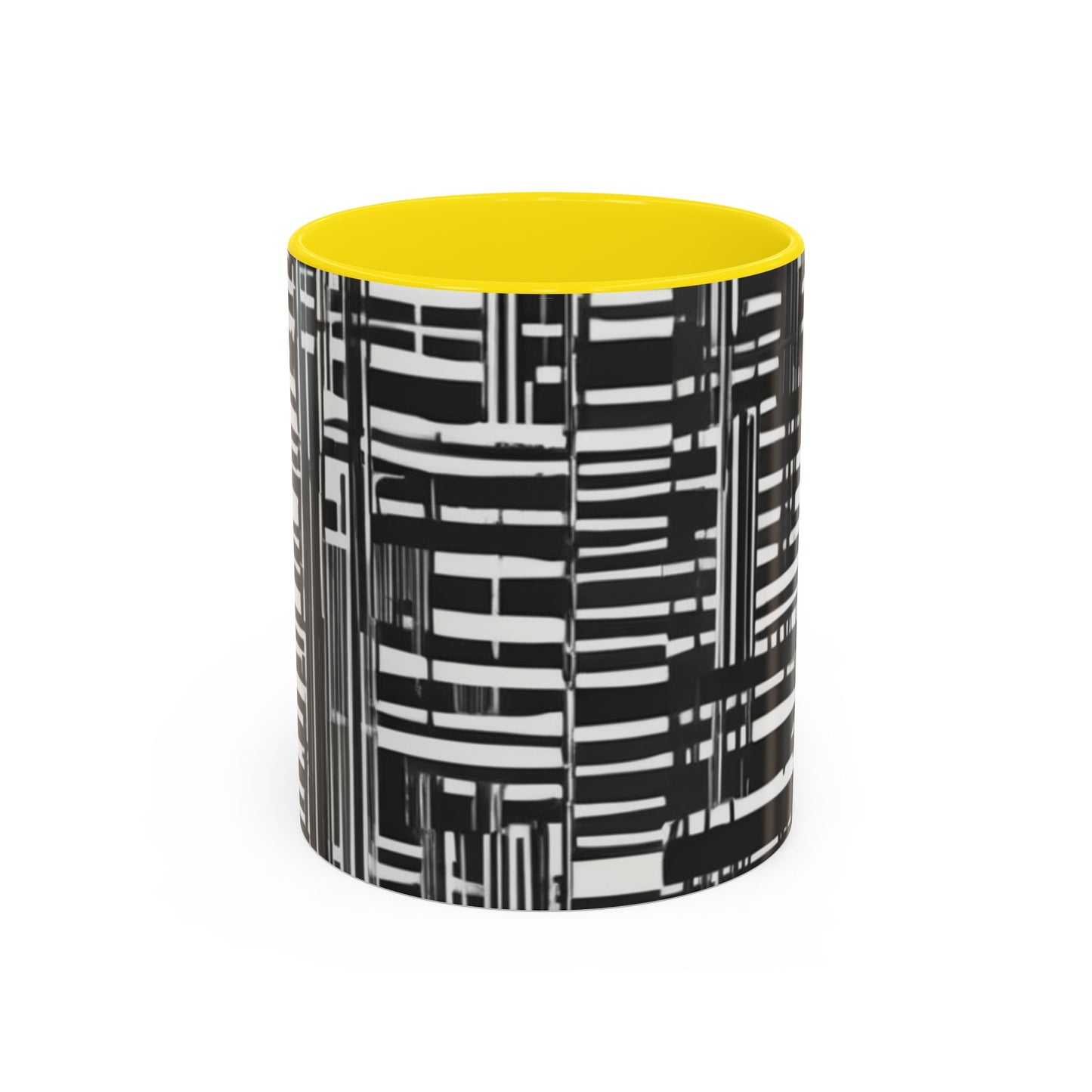 boostlete-iron-intent-pattern-barcode-line-art-0599 — Accent Mug 11/15oz