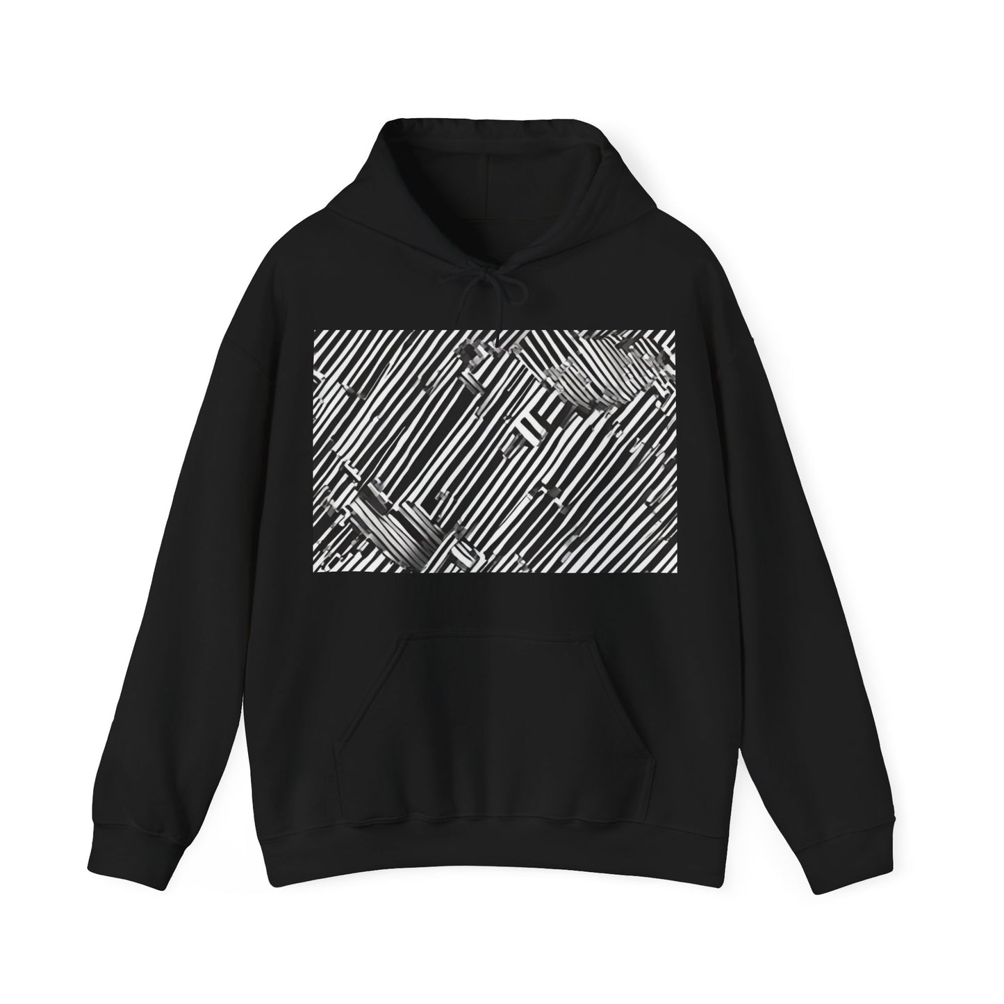 boostlete-mile-by-mile-pattern-barcode-monoline-0059 — Unisex Heavy Blend Hooded Sweatshirt (Gildan)