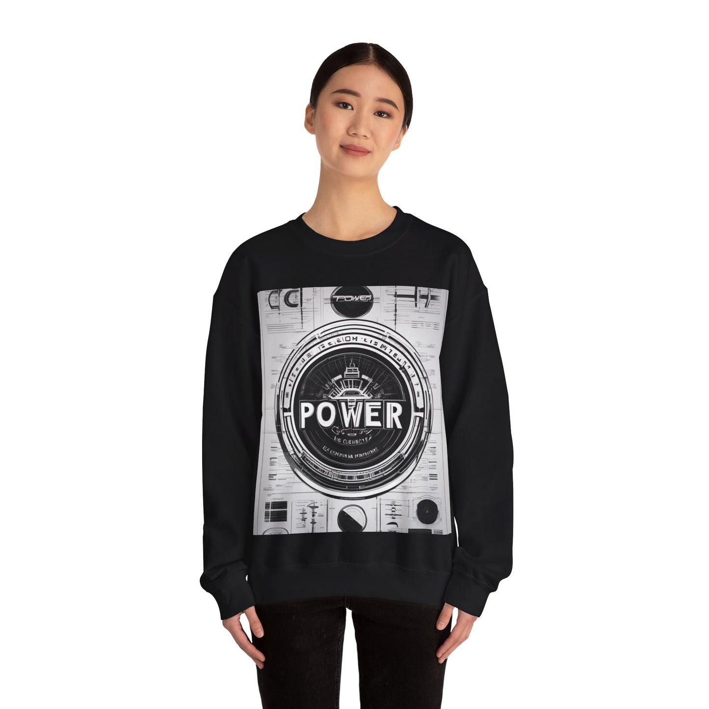 boostlete-boost-mode-type-power-in-quiet-badge-blueprint-0245 — Unisex Heavy Blend Crewneck Sweatshirt (Gildan)