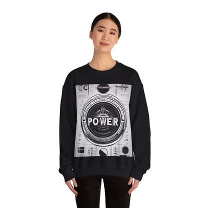 boostlete-boost-mode-type-power-in-quiet-badge-blueprint-0245 — Unisex Heavy Blend Crewneck Sweatshirt (Gildan)
