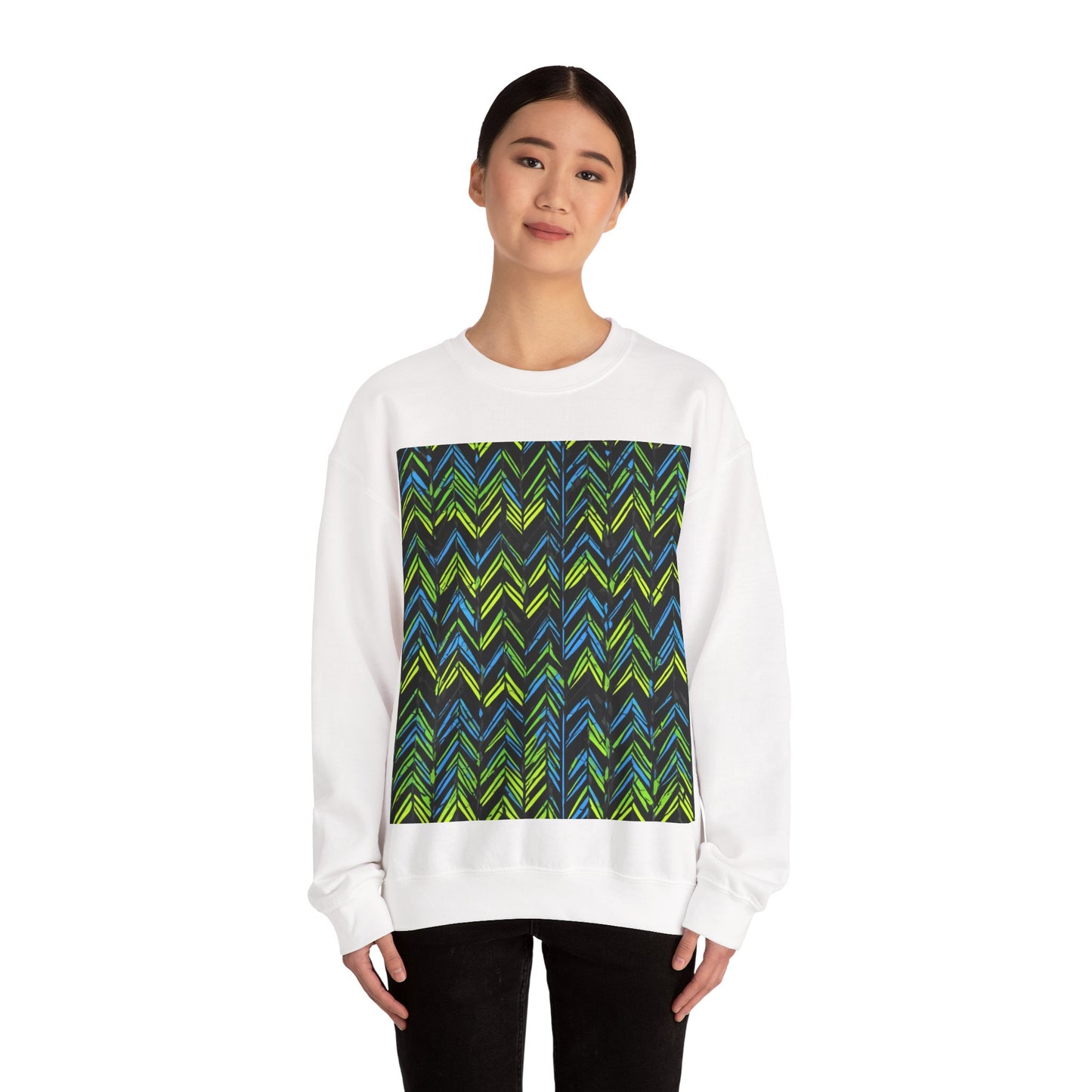 boostlete-mile-by-mile-pattern-chevron-monoline-0051 — Unisex Heavy Blend Crewneck Sweatshirt (Gildan)