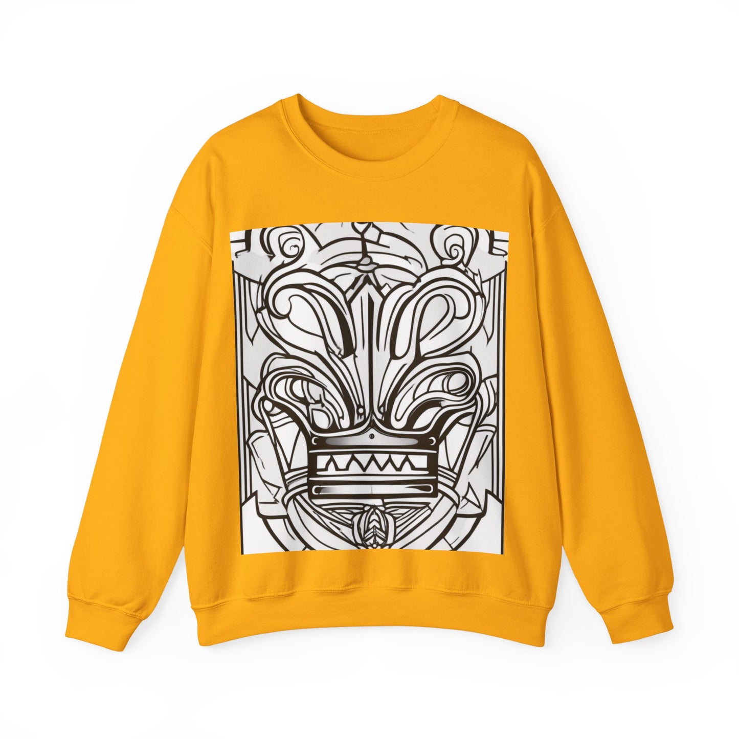 boostlete-boost-mode-icon-crown-offset-line-art-0190 — Unisex Heavy Blend Crewneck Sweatshirt (Gildan)