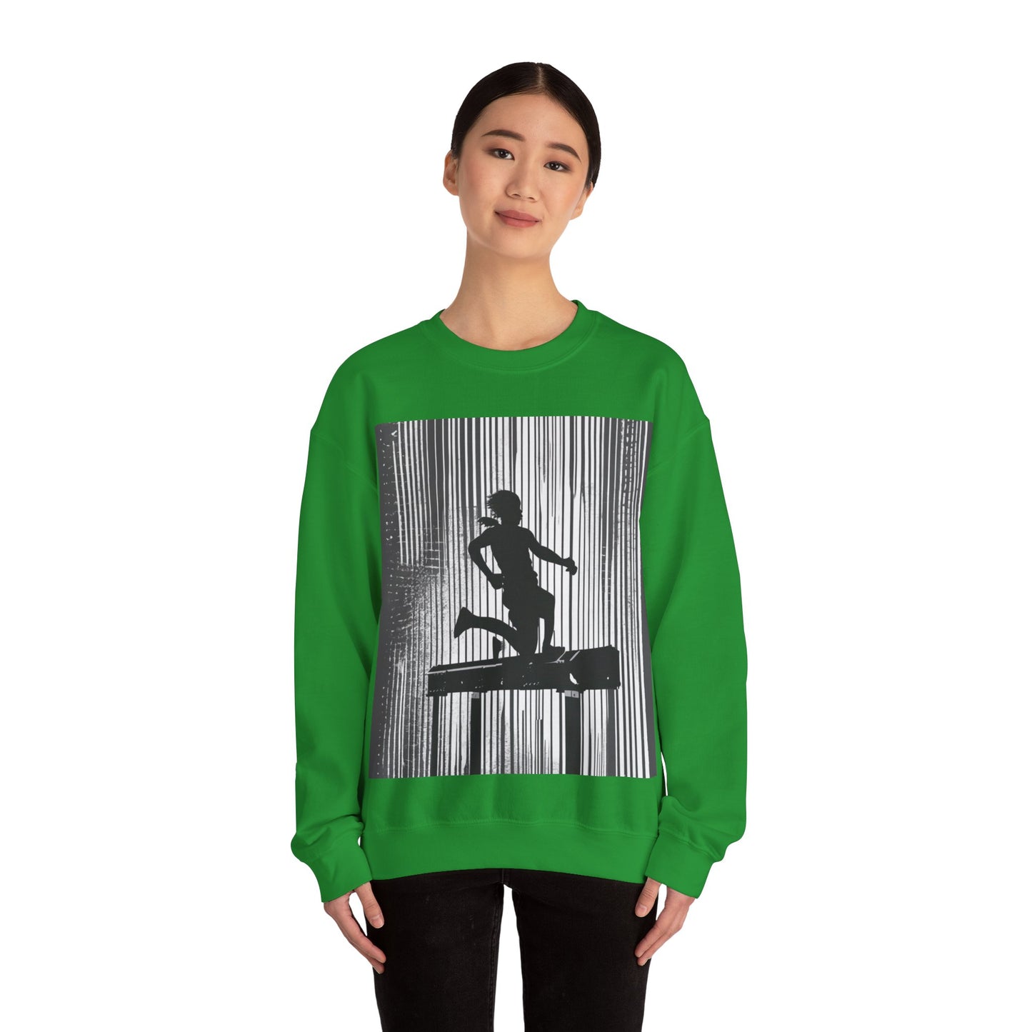 boostlete-am-crew-scene-hurdler-halftone-badge-0956 — Unisex Heavy Blend Crewneck (G18000)