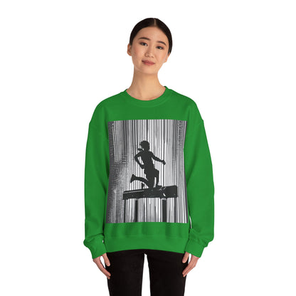 boostlete-am-crew-scene-hurdler-halftone-badge-0956 — Unisex Heavy Blend Crewneck (G18000)