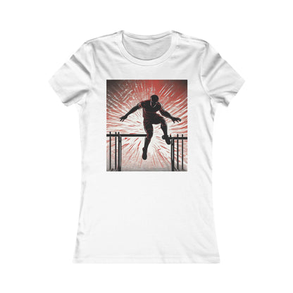 boostlete-recovery-progress-scene-hurdler-halftone-engraved-0212 — Women's Favorite Tee (B+C 6004)