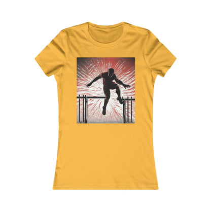 boostlete-recovery-progress-scene-hurdler-halftone-engraved-0212 — Women's Favorite Tee (B+C 6004)