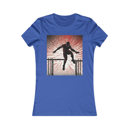 boostlete-recovery-progress-scene-hurdler-halftone-engraved-0212 — Women's Favorite Tee (B+C 6004)