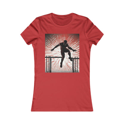 boostlete-recovery-progress-scene-hurdler-halftone-engraved-0212 — Women's Favorite Tee (B+C 6004)