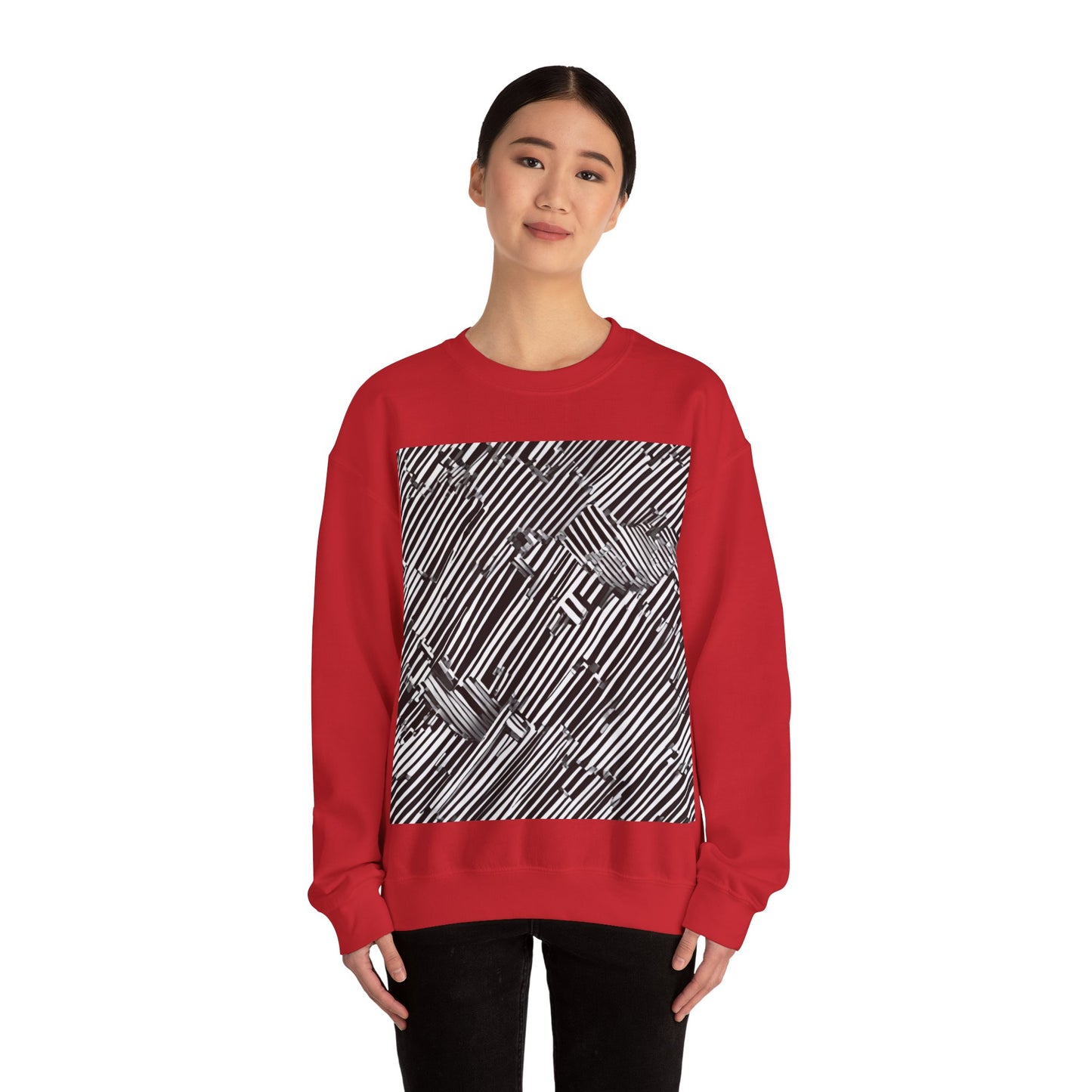 boostlete-mile-by-mile-pattern-barcode-monoline-0059 — Unisex Heavy Blend Crewneck Sweatshirt (Gildan)