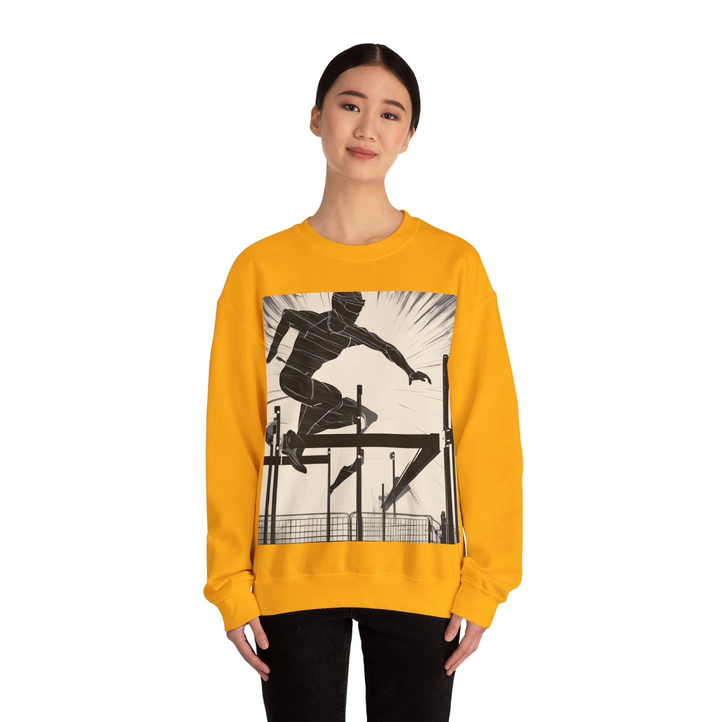 boostlete-iron-intent-scene-hurdler-speed-blueprint-0152 — Unisex Heavy Blend Crewneck Sweatshirt (Gildan)