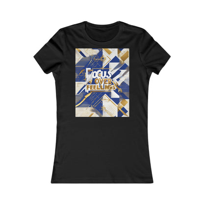 boostlete-am-crew-type-focus-over-feelings-banner-geometric-0169 — Women's Favorite Tee (B+C 6004)