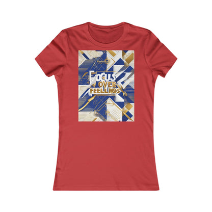boostlete-am-crew-type-focus-over-feelings-banner-geometric-0169 — Women's Favorite Tee (B+C 6004)