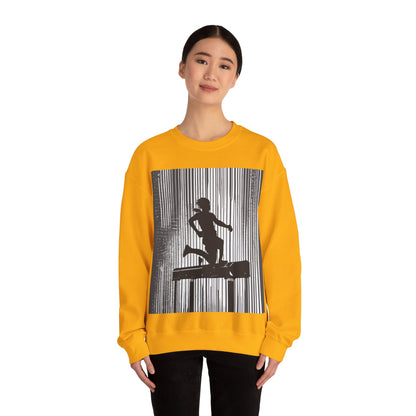 boostlete-am-crew-scene-hurdler-halftone-badge-0956 — Unisex Heavy Blend Crewneck (G18000)