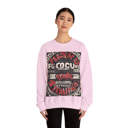 boostlete-mile-by-mile-type-focus-over-feelings-split-retro-0841 — Unisex Heavy Blend Crewneck (G18000)