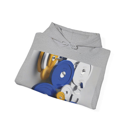 boostlete-field-day-icon-barbell-offset-geometric-0150 — Unisex Heavy Blend Hooded Sweatshirt (Gildan)