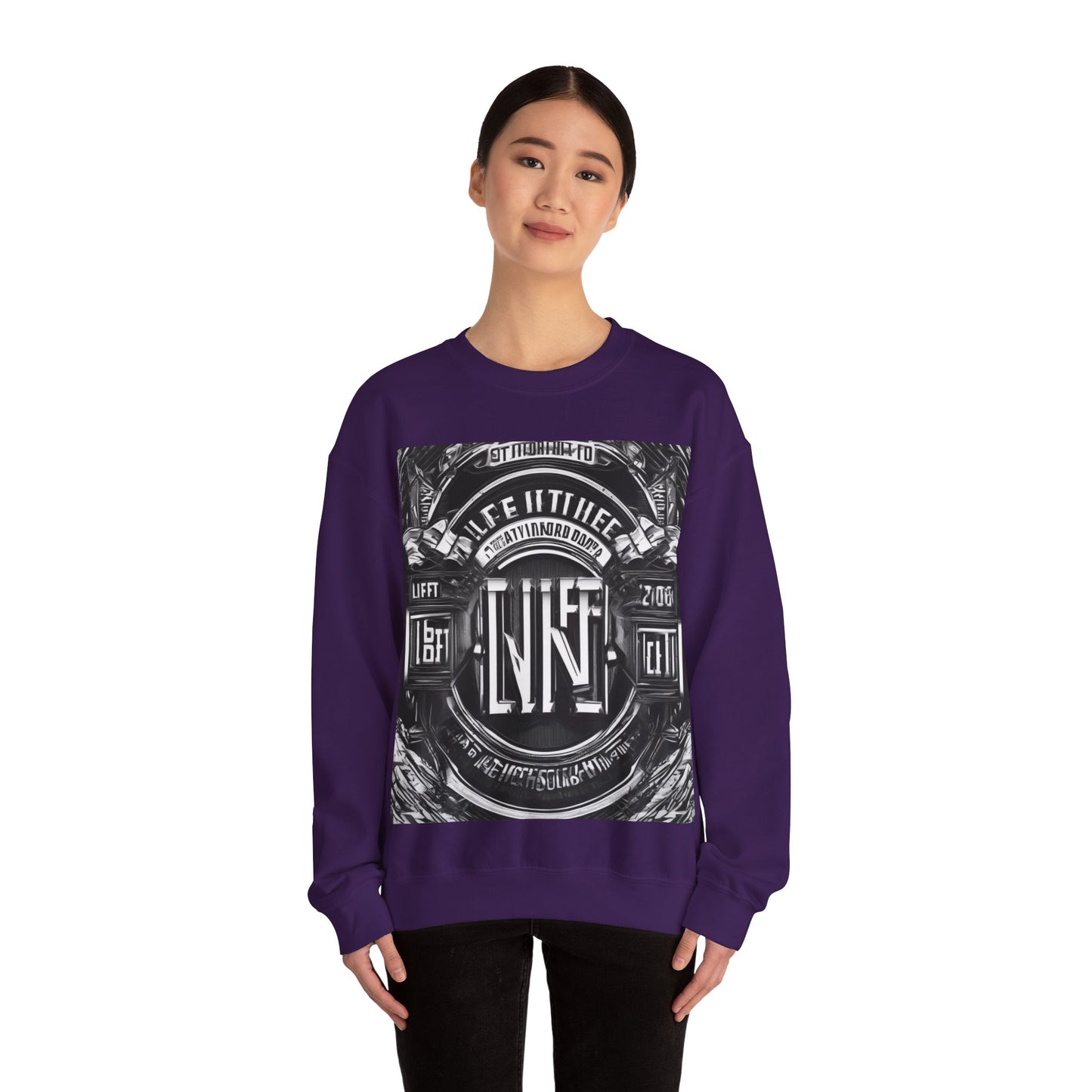 boostlete-am-crew-type-lift-the-standard-banner-engraved-0665 — Unisex Heavy Blend Crewneck (G18000)