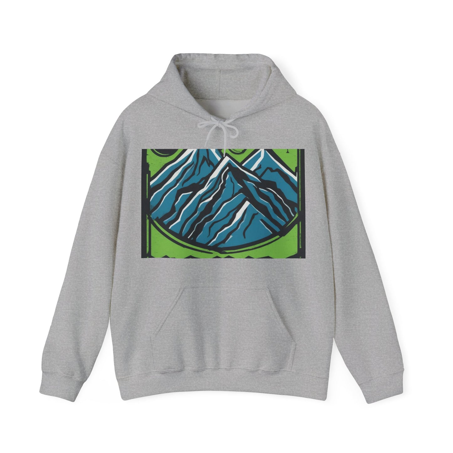 boostlete-pr-season-icon-mountain-grainy-badge-0154 — Unisex Heavy Blend Hooded Sweatshirt (Gildan)