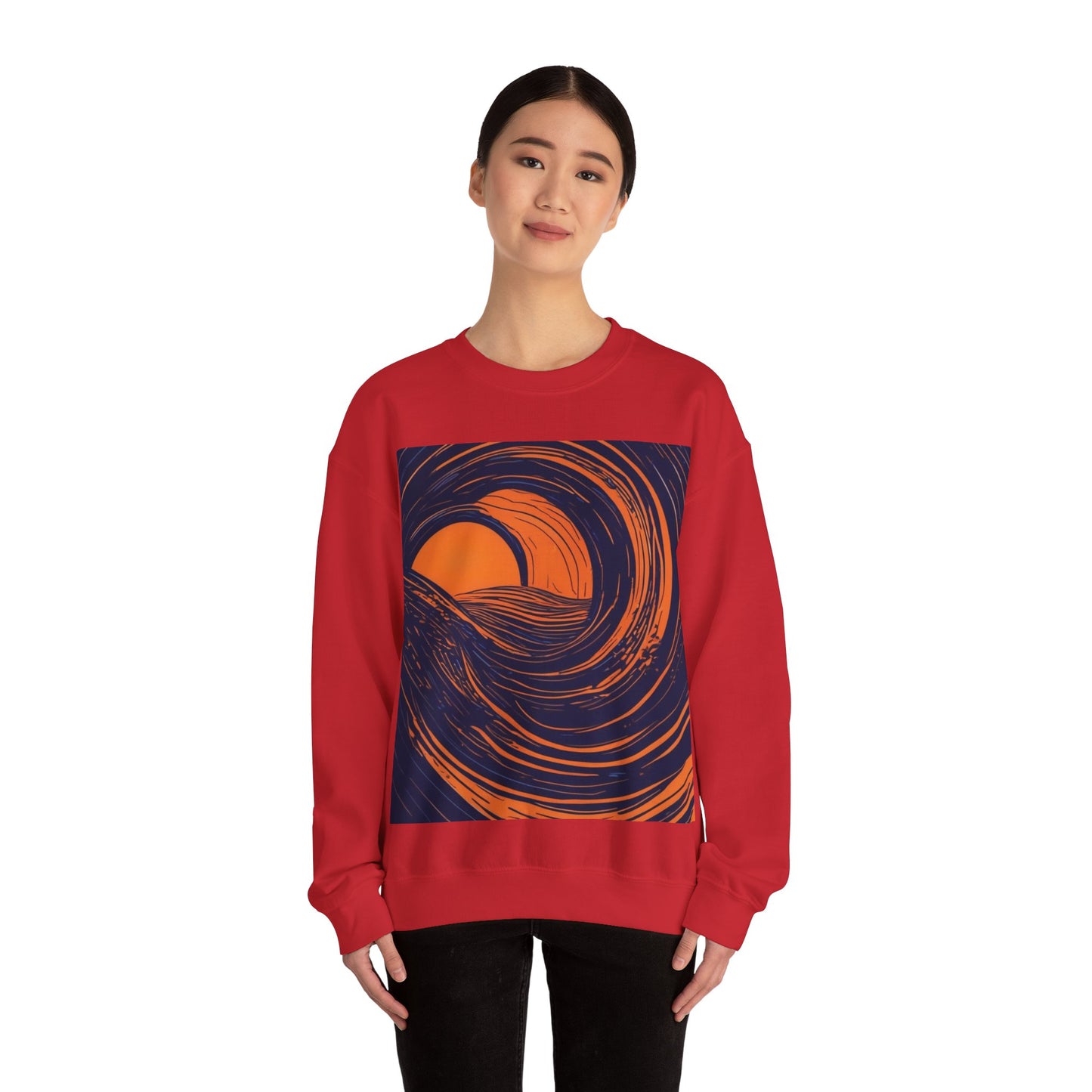boostlete-rise-grind-icon-sunrise-speed-line-art-0202 — Unisex Heavy Blend Crewneck Sweatshirt (Gildan)