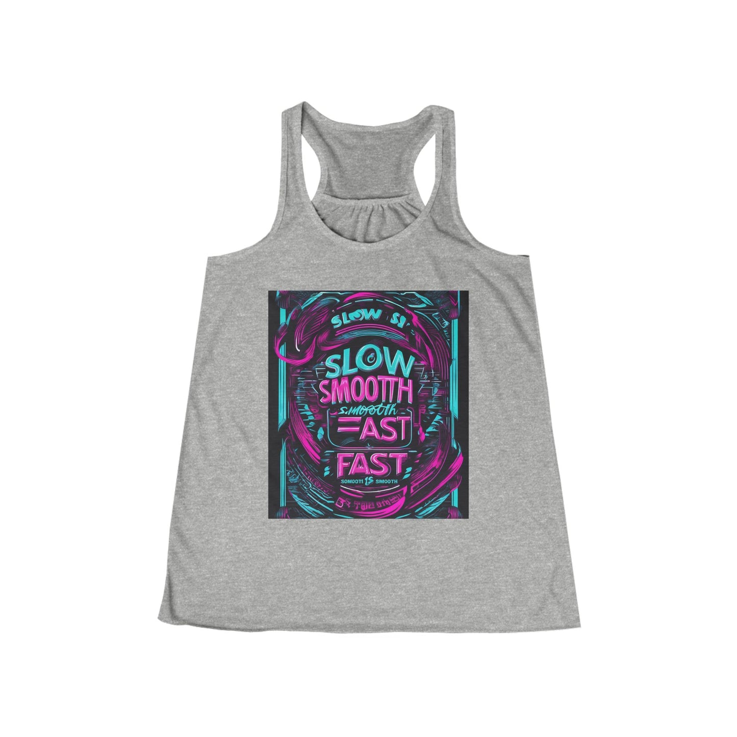 boostlete-recovery-progress-type-slow-is-smooth-smooth-is-fast-banner-engraved-0181 — Women's Flowy Racerback Tank (B+C 8800)