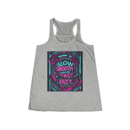 boostlete-recovery-progress-type-slow-is-smooth-smooth-is-fast-banner-engraved-0181 — Women's Flowy Racerback Tank (B+C 8800)