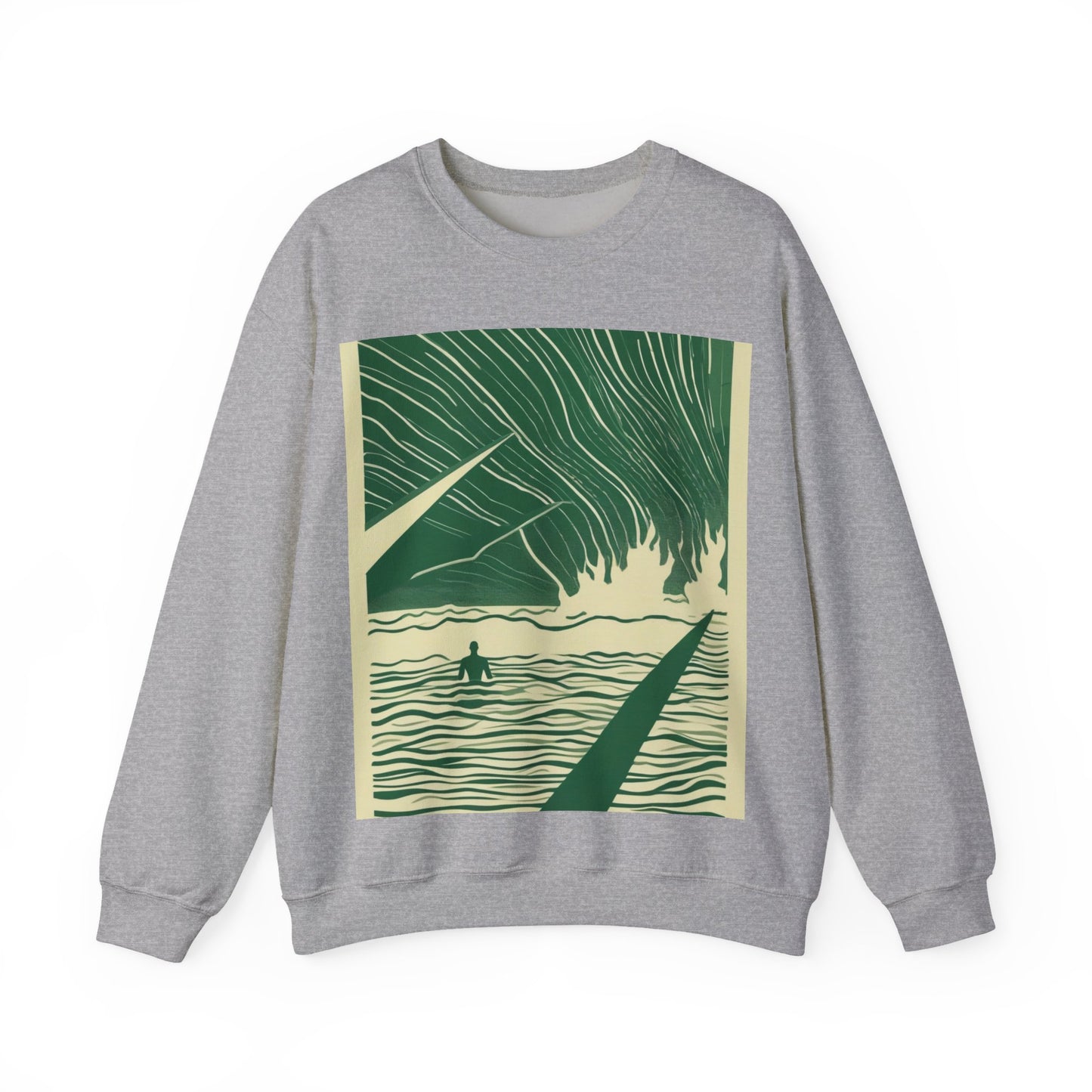 boostlete-mile-by-mile-icon-swimmer-motion-isometric-0078 — Unisex Heavy Blend Crewneck Sweatshirt (Gildan)