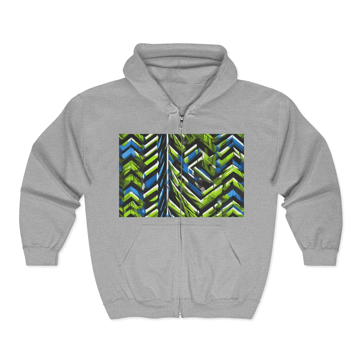 boostlete-rise-grind-pattern-chevron-isometric-0195 — Unisex Heavy Blend Full-Zip Hooded Sweatshirt