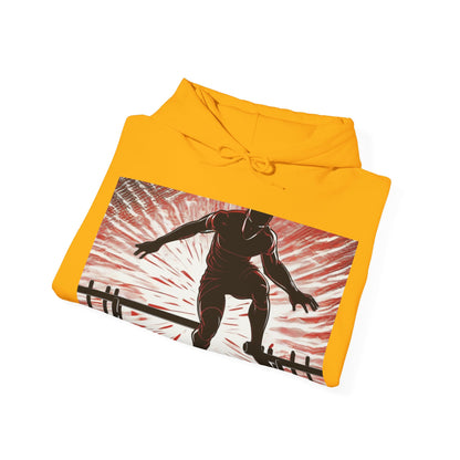 boostlete-recovery-progress-scene-hurdler-halftone-engraved-0212 — Unisex Heavy Blend Hooded Sweatshirt (Gildan)