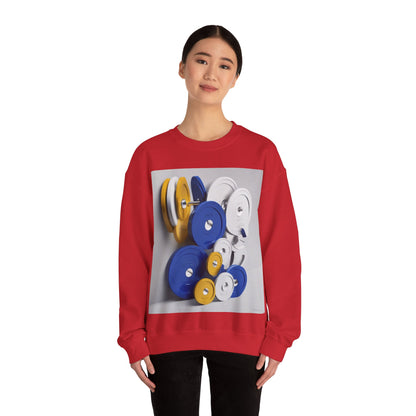 boostlete-field-day-icon-barbell-offset-geometric-0150 — Unisex Heavy Blend Crewneck Sweatshirt (Gildan)