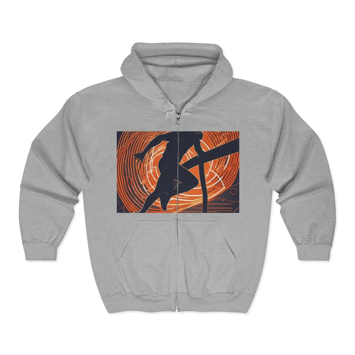 boostlete-iron-intent-scene-hurdler-neon-modern-0264 — Unisex Heavy Blend Full-Zip Hooded Sweatshirt