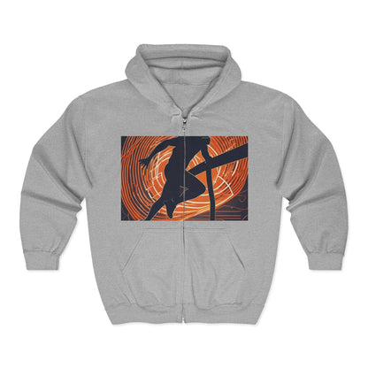 boostlete-iron-intent-scene-hurdler-neon-modern-0264 — Unisex Heavy Blend Full-Zip Hooded Sweatshirt