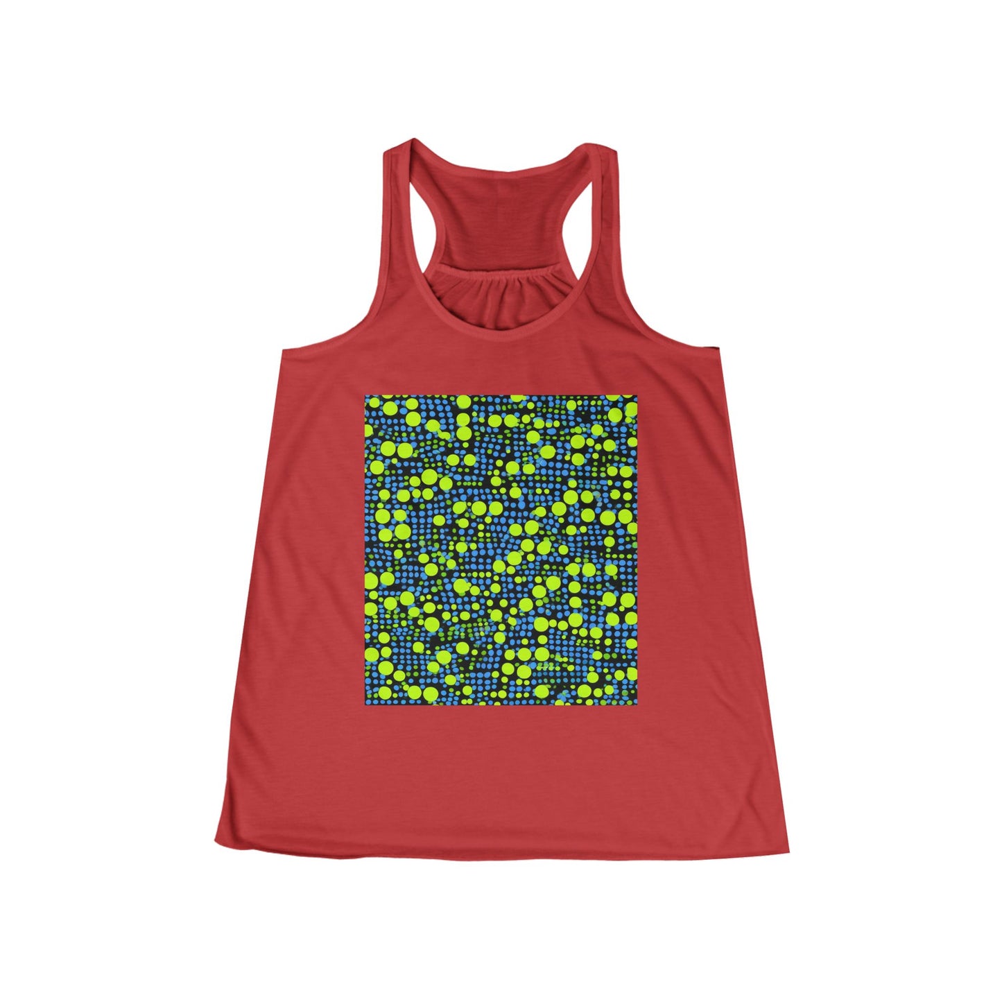 boostlete-mile-by-mile-pattern-dotted-geometric-0071 — Women's Flowy Racerback Tank (B+C 8800)