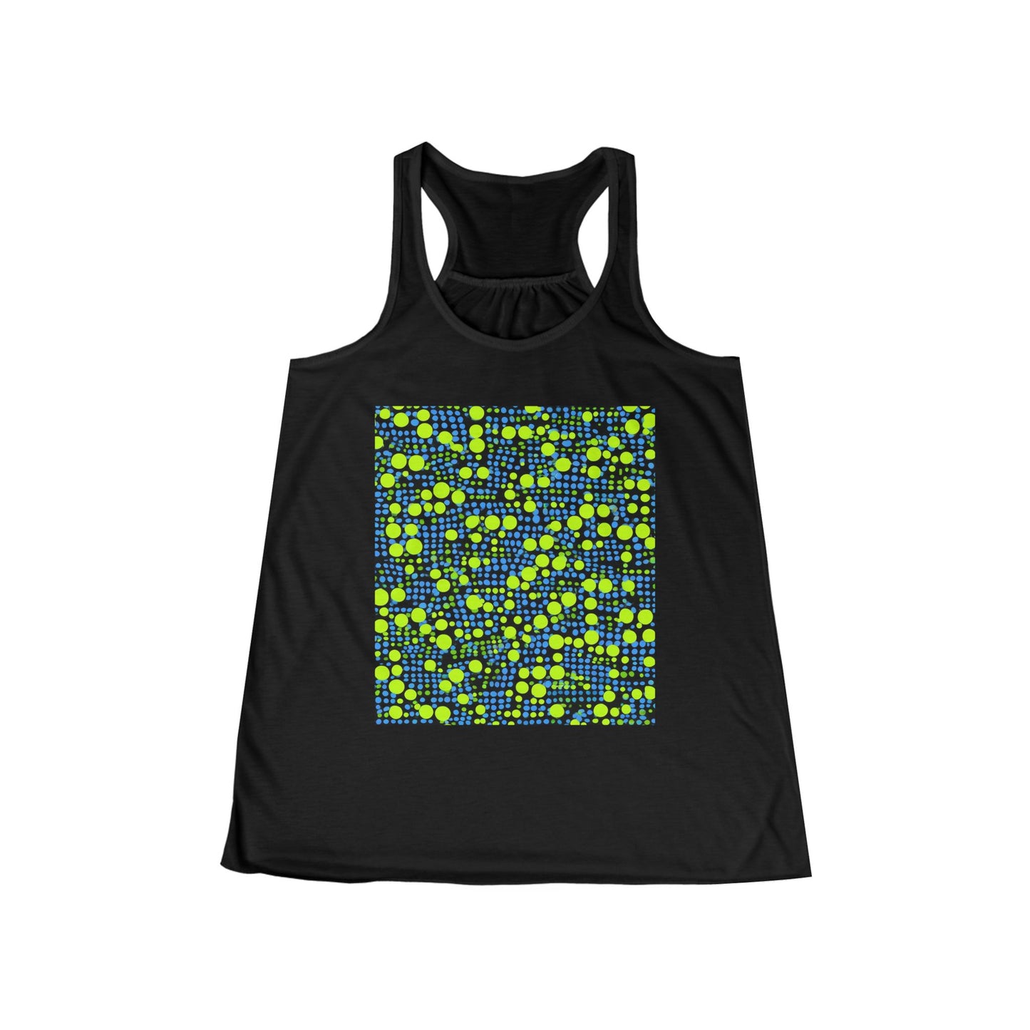 boostlete-mile-by-mile-pattern-dotted-geometric-0071 — Women's Flowy Racerback Tank (B+C 8800)