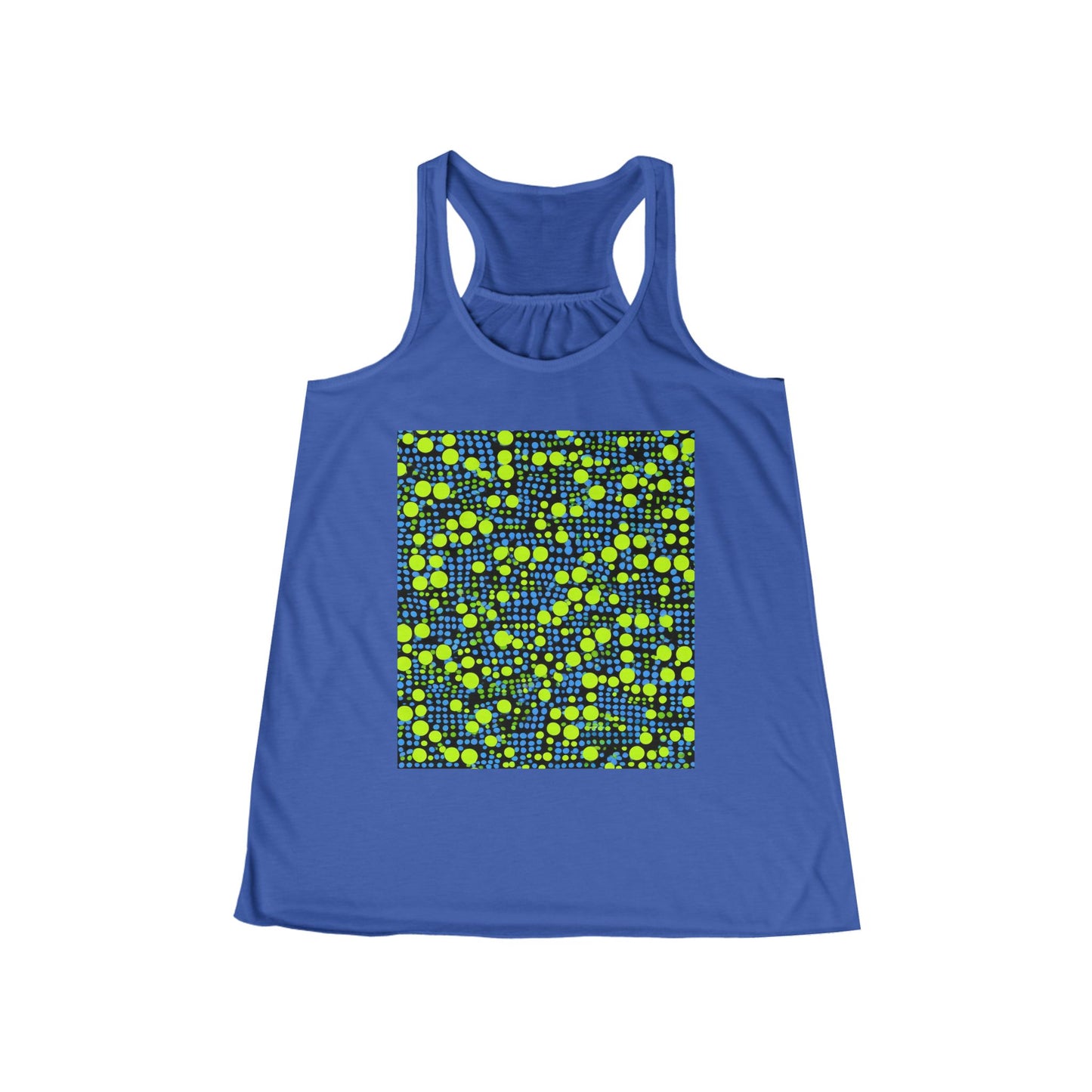 boostlete-mile-by-mile-pattern-dotted-geometric-0071 — Women's Flowy Racerback Tank (B+C 8800)