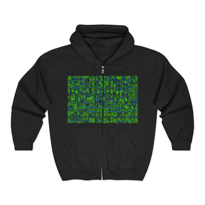 boostlete-mile-by-mile-pattern-plate-number-blueprint-0147 — Unisex Heavy Blend Full-Zip Hooded Sweatshirt