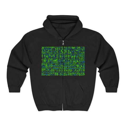 boostlete-mile-by-mile-pattern-plate-number-blueprint-0147 — Unisex Heavy Blend Full-Zip Hooded Sweatshirt