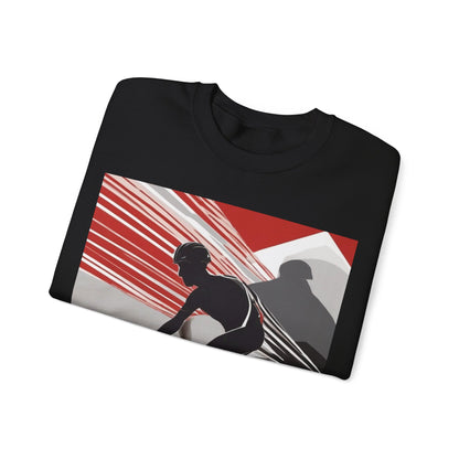 boostlete-boost-mode-scene-cyclist-speed-geometric-0208 — Unisex Heavy Blend Crewneck Sweatshirt (Gildan)