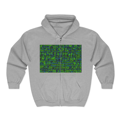 boostlete-mile-by-mile-pattern-plate-number-blueprint-0147 — Unisex Heavy Blend Full-Zip Hooded Sweatshirt