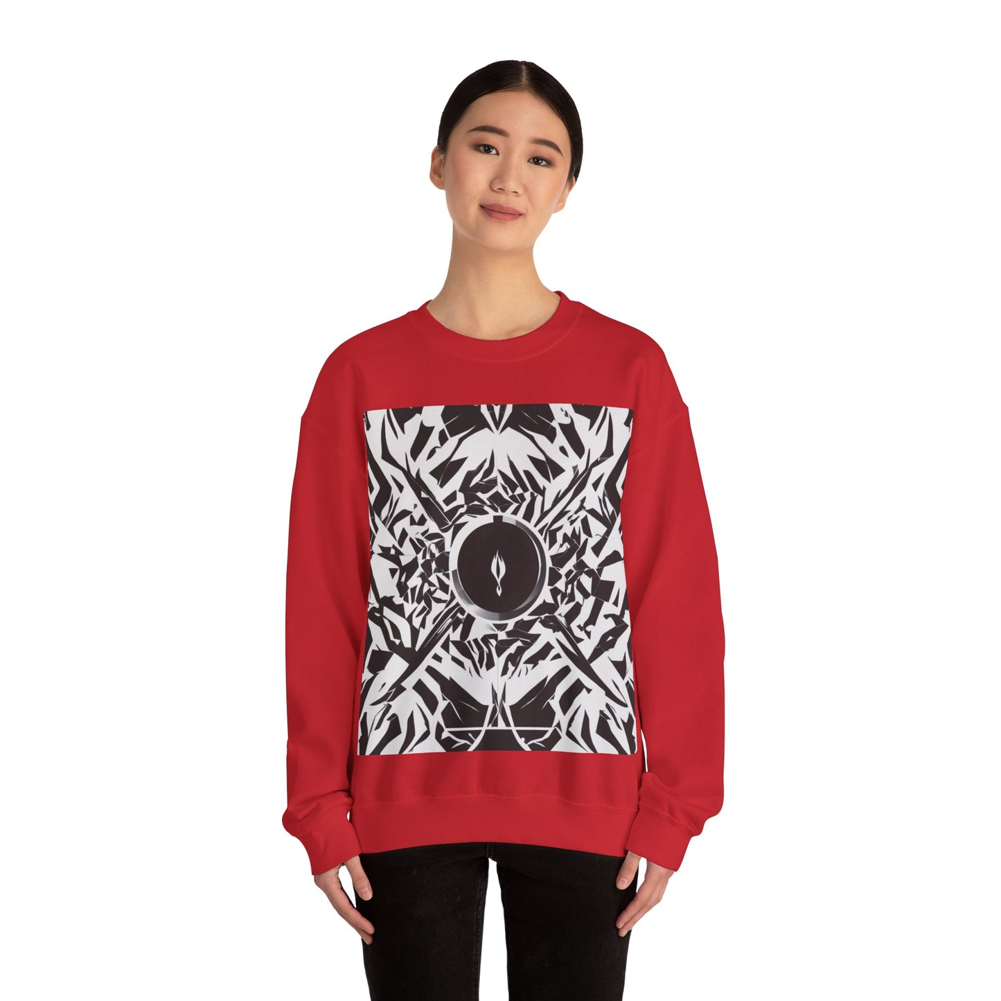 boostlete-am-crew-icon-flame-matte-geometric-0286 — Unisex Heavy Blend Crewneck Sweatshirt (Gildan)